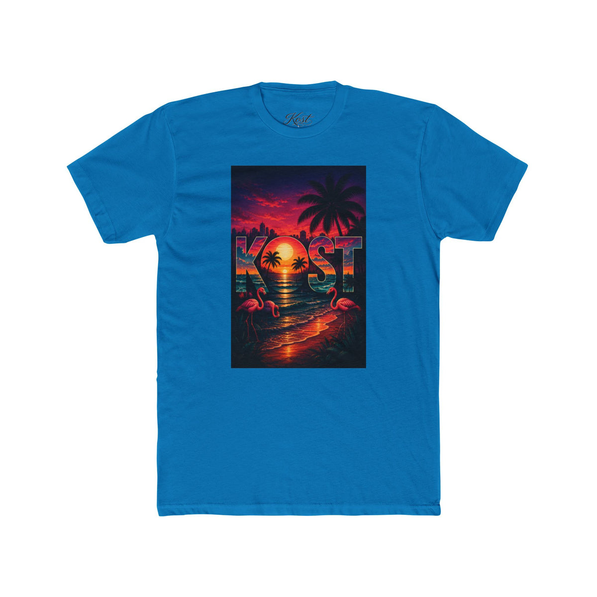 Retro Sunset Beach T-Shirt — 'Coast' Neon Palm Graphic Tee
