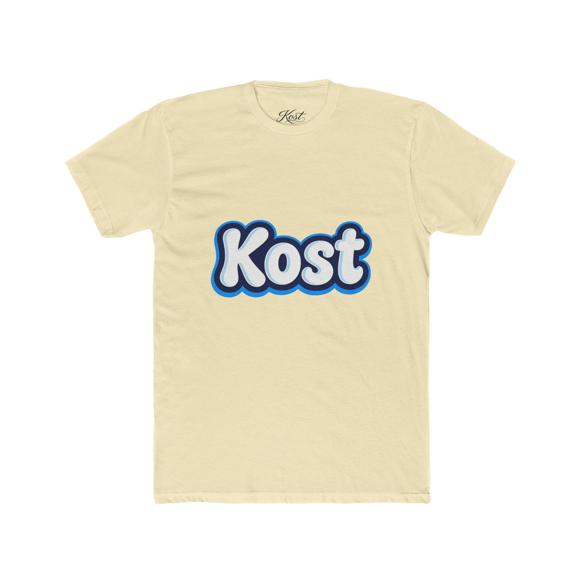 Kost Retro Bubble Logo Tee — White Cotton Crewneck