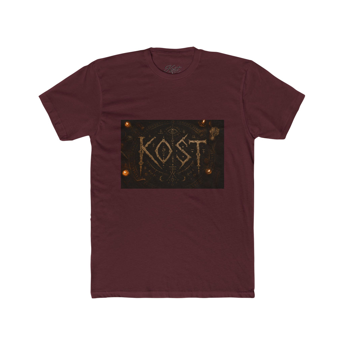 KÖST Rustic Firebrand Tee — Vintage Burned Lettering Graphic T-Shirt