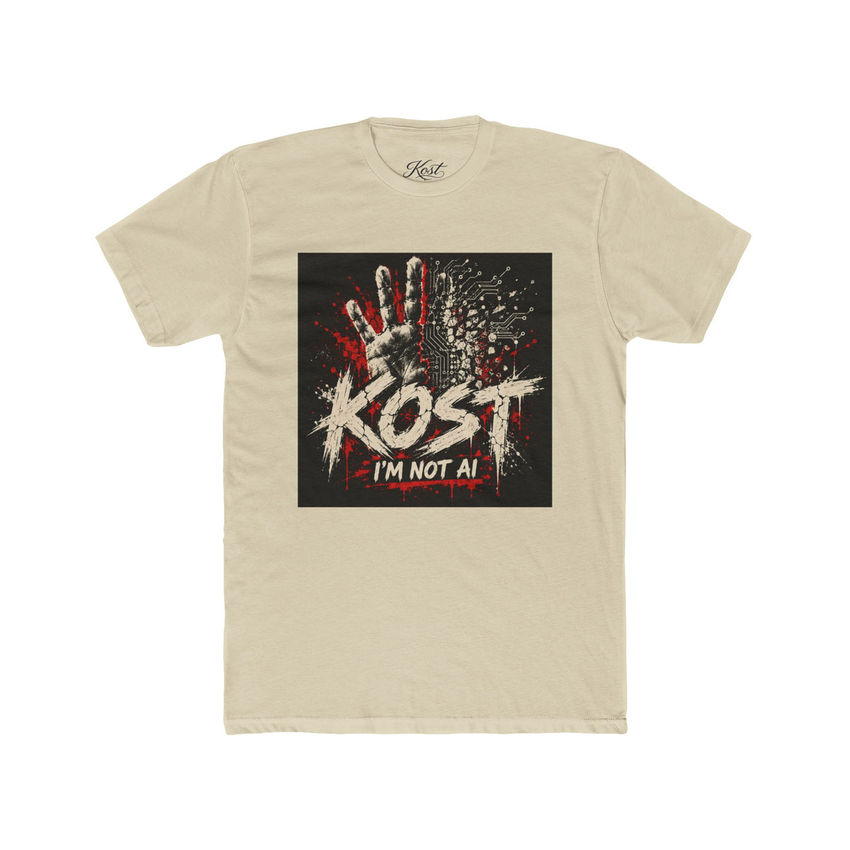 T-Shirt — KOST "I'm Not Al" Graphic Tee (Handprint Horror Design)