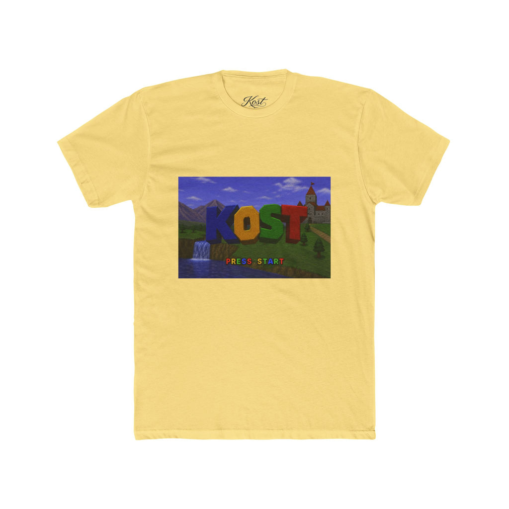 KOST Minecraft-Style Graphic Tee — Colorful Block Letter Landscape Shirt