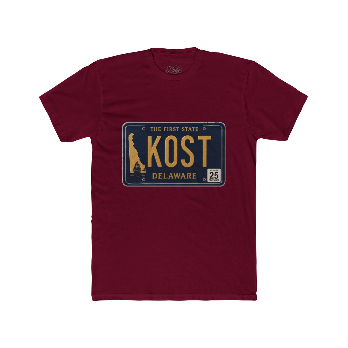 Delaware License Plate Tee — KOST Vintage State Plate T‑Shirt