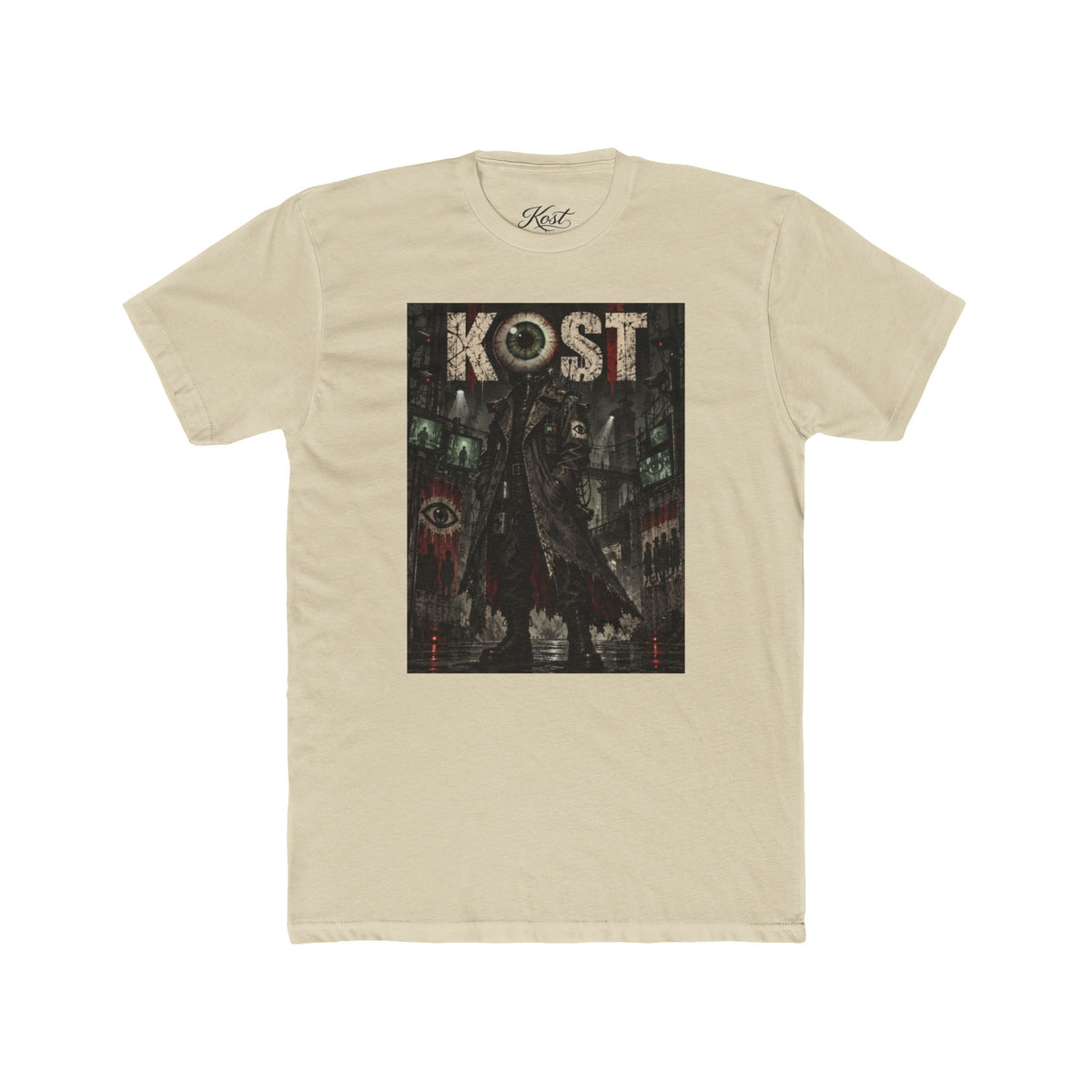 KOST Gothic Black Art Tee — Dark Vintage Band-Style Graphic T-Shirt