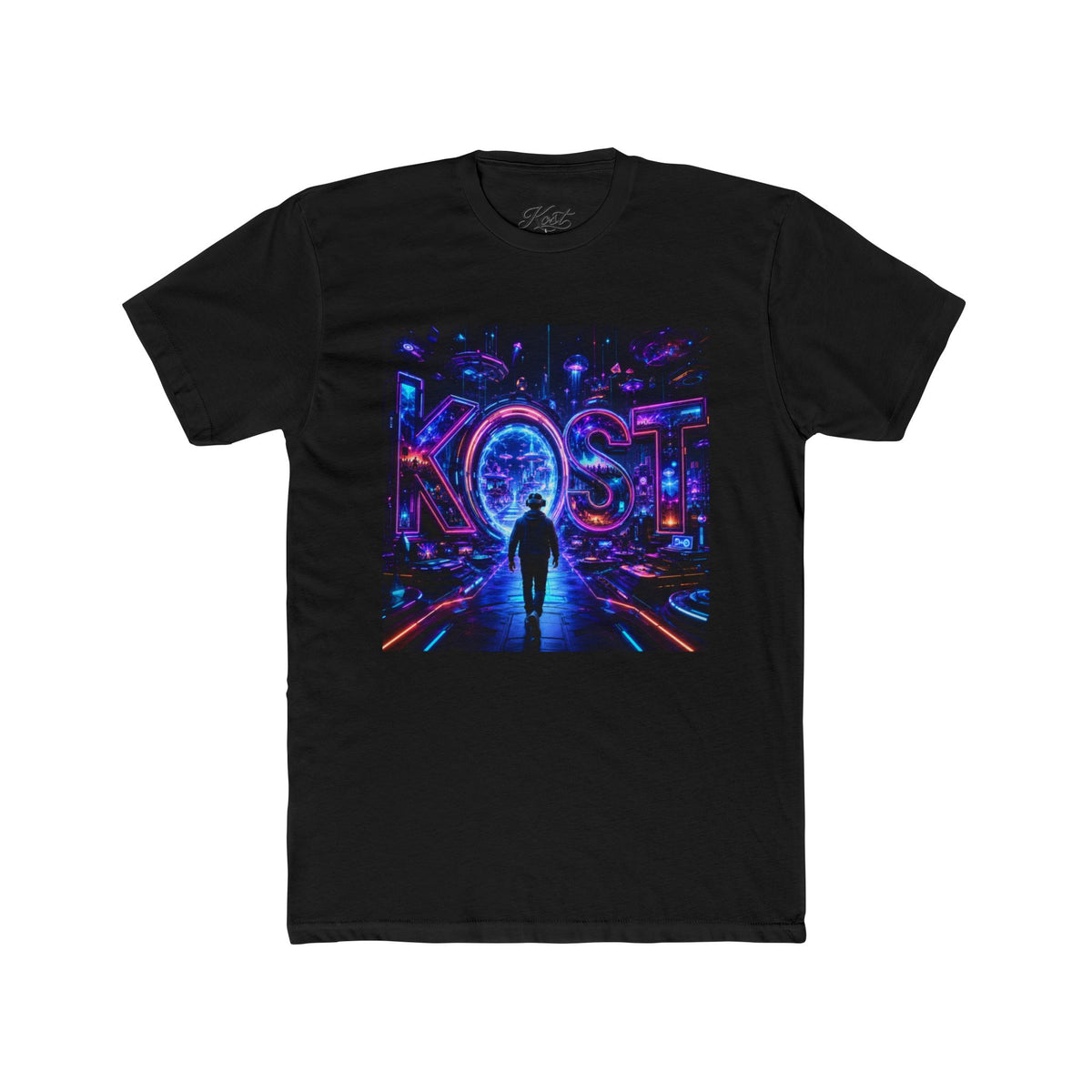KOSTI Retro Futuristic Neon Tee — Lost Silhouette Vaporwave T-Shirt