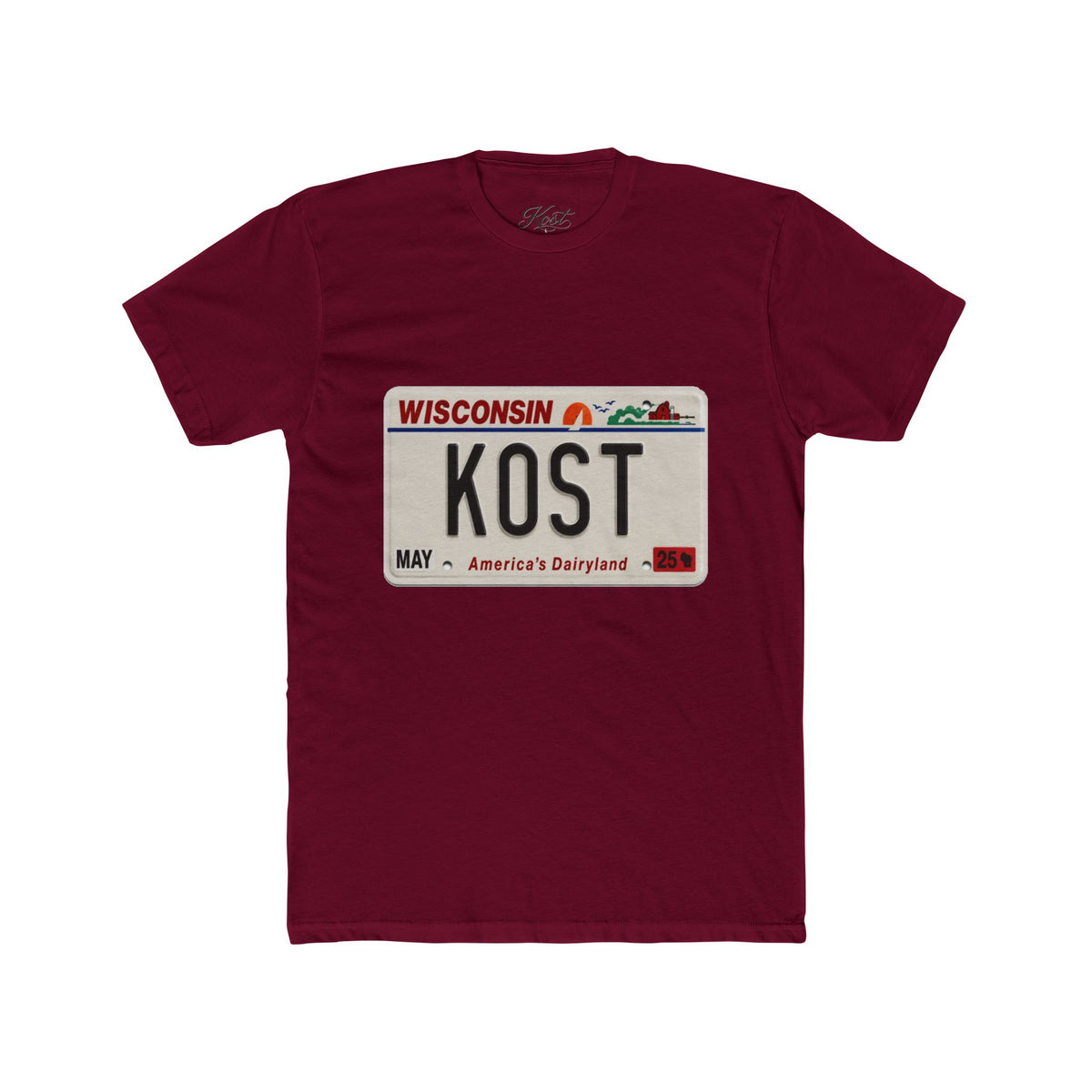 Wisconsin License Plate 'KOST' T‑Shirt — Retro America’s Dairyland Tee