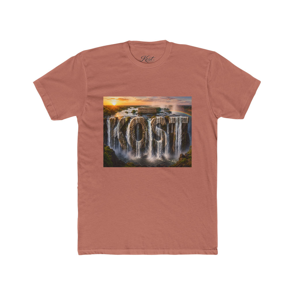 Coast Waterfall Graphic Tee — Scenic Sunset Nature T-Shirt