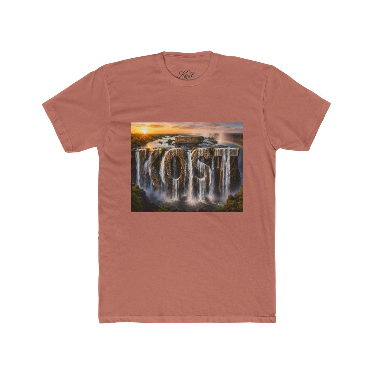Coast Waterfall Graphic Tee — Scenic Sunset Nature T-Shirt