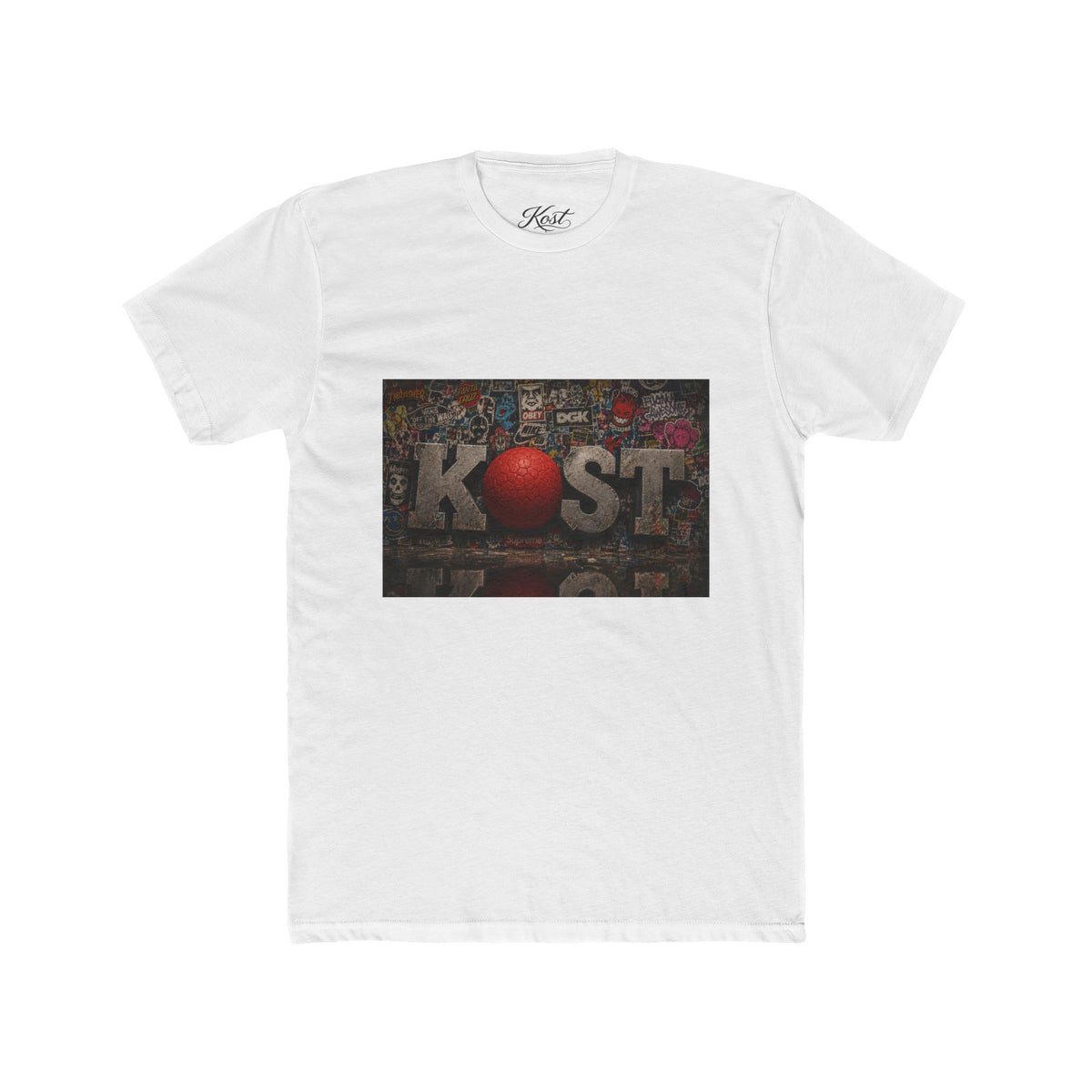 KØST Vintage Sticker Collage Tee — Red Heart Logo Graphic T‑Shirt
