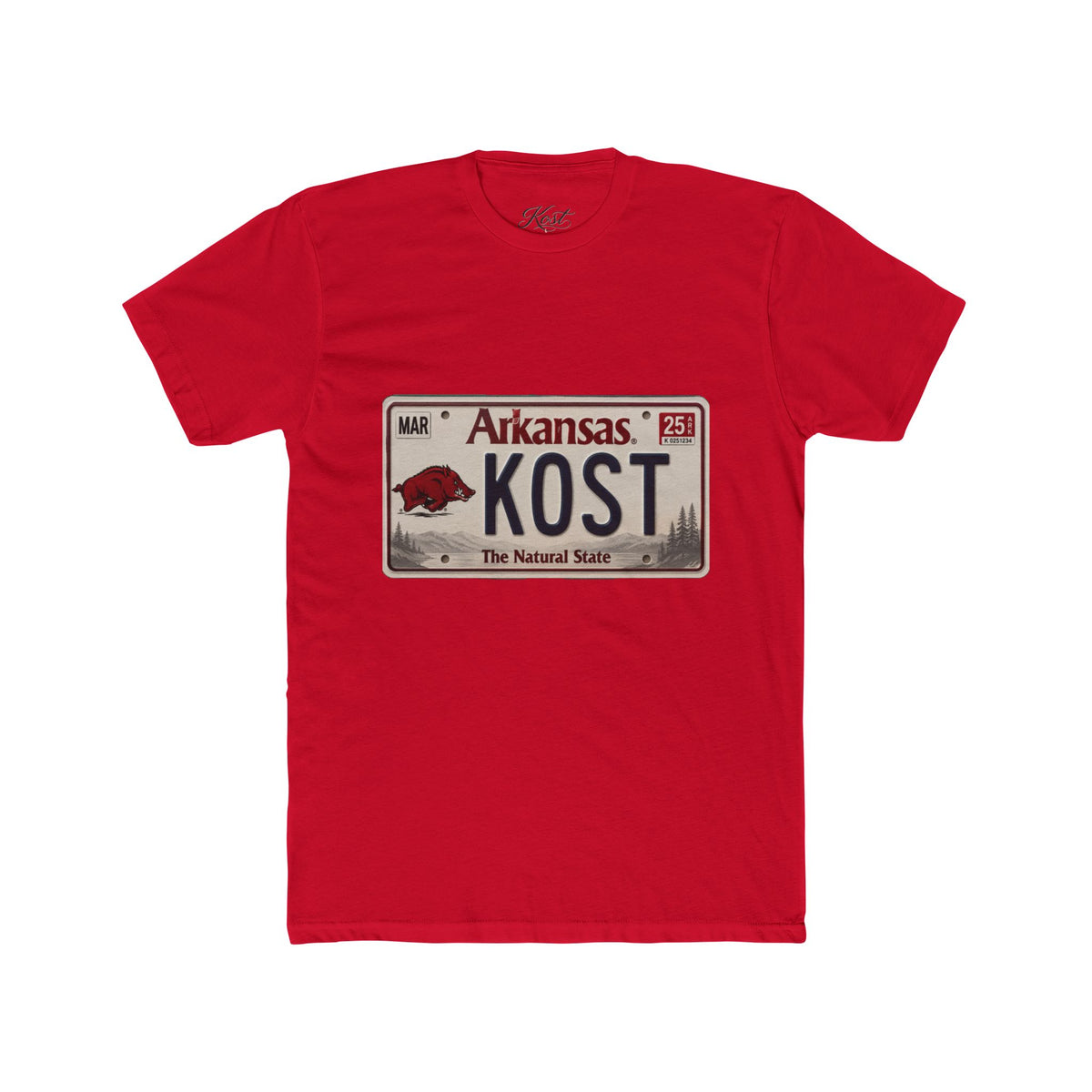 Arkansas License Plate Tee — "KOST" Vintage State Pride T-Shirt
