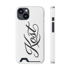 Phone Case with Card Holder – Elegant Black Calligraphy Design
