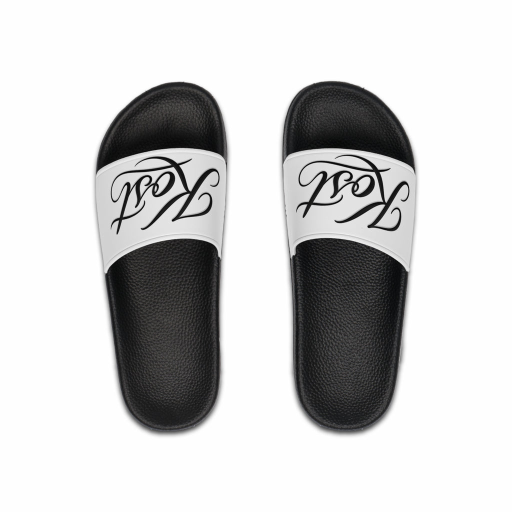 Men’s Slide Sandals with Gothic Calligraphy Design
