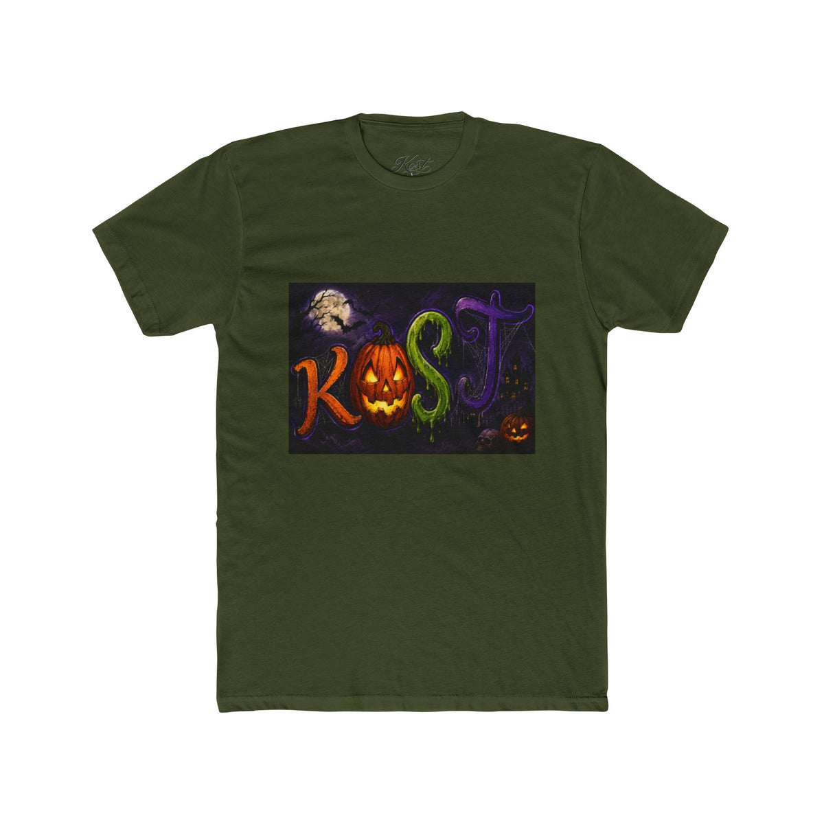 Halloween 'Kost' Graphic Tee — Spooky Pumpkin Lettering Shirt
