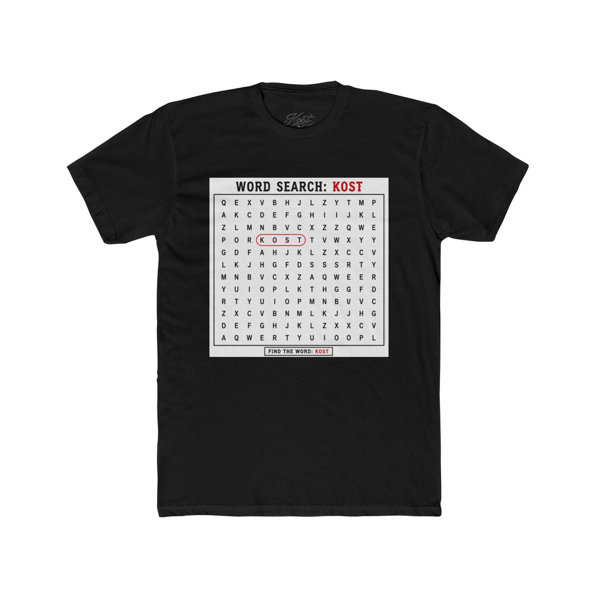 Word Search T‑Shirt — "Kost" Puzzle Graphic Tee