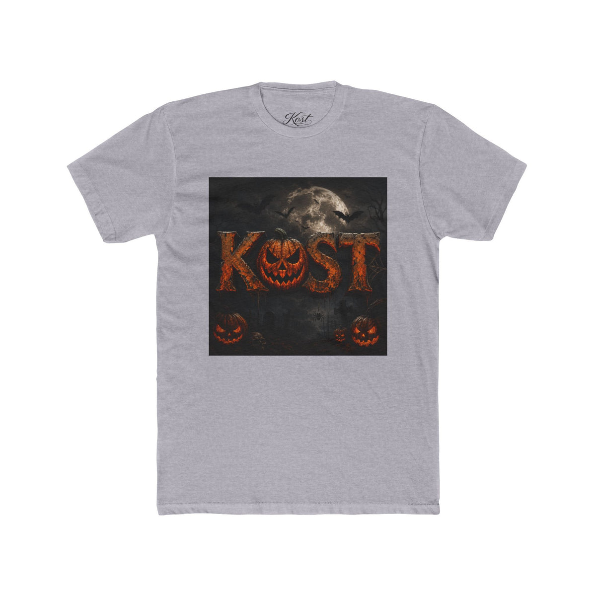 Halloween Pumpkin 'KOST' Crew Tee — Spooky Jack-o'-Lantern Moon T-Shirt