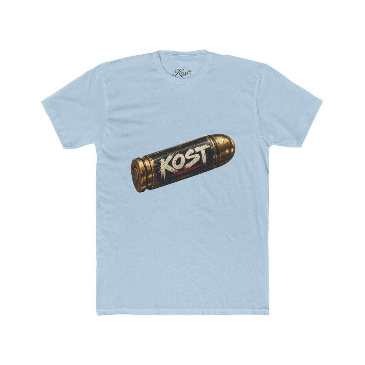 Bullet Logo T‑Shirt — "KOST" Vintage Brass Bullet Graphic