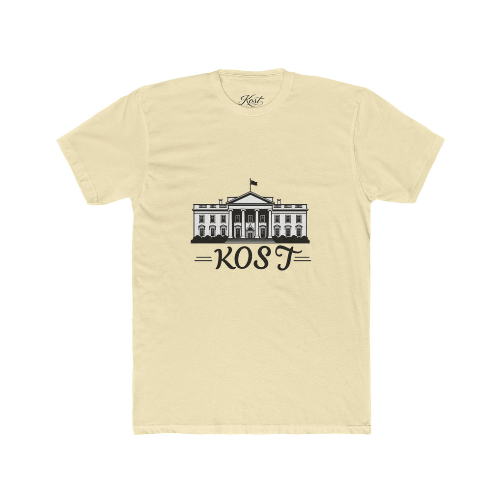 White Tee with Presidential Building Graphic & KOST Text