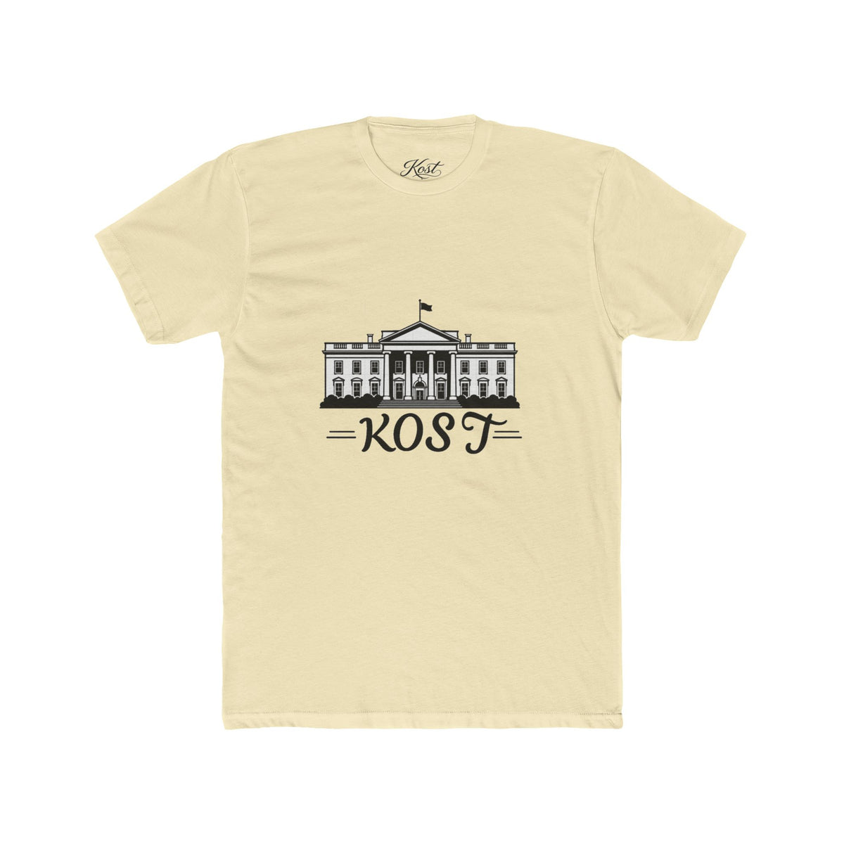 White Tee with Presidential Building Graphic & KOST Text