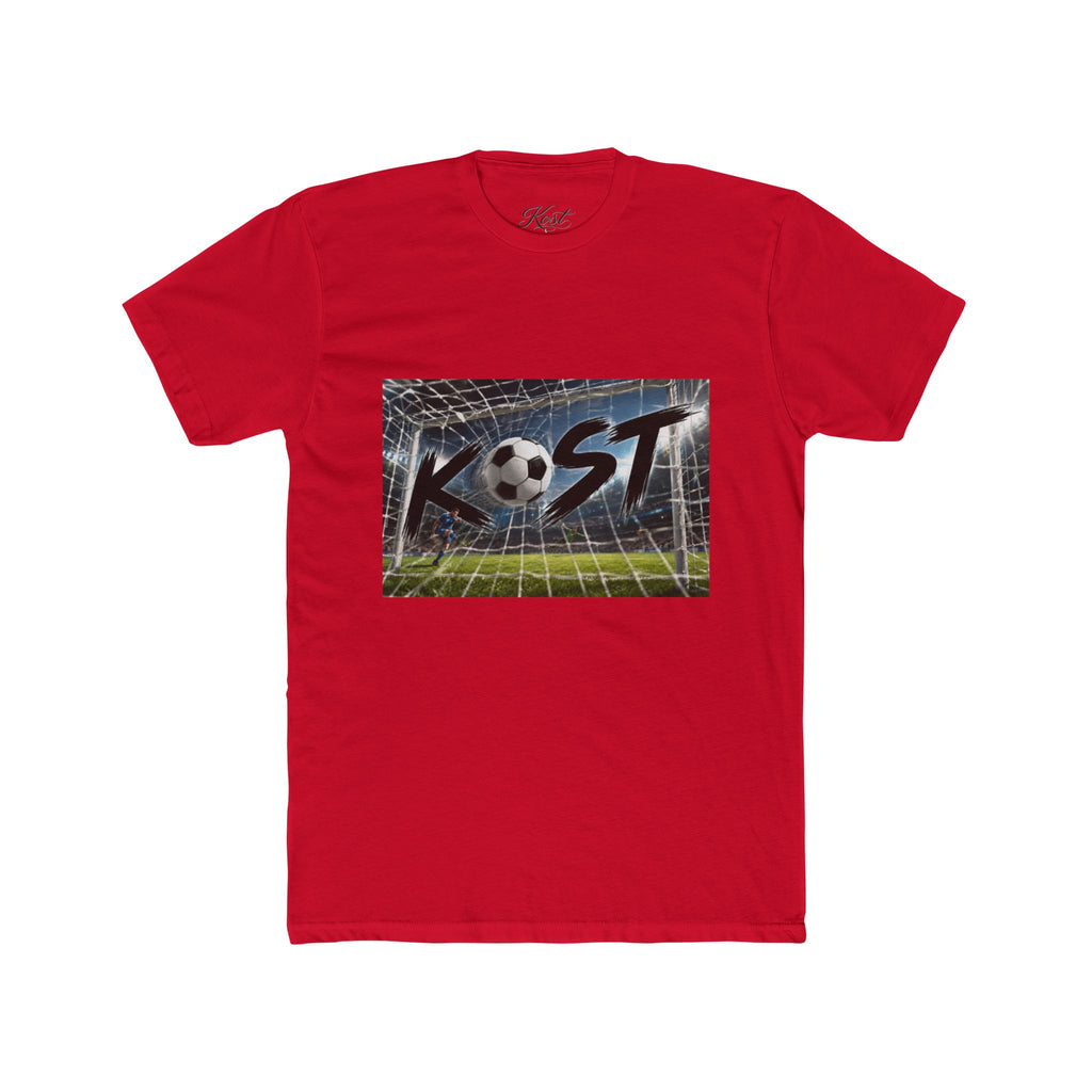 Soccer Goal Graphic Tee — “KOST” Ball in Net Cotton T‑Shirt