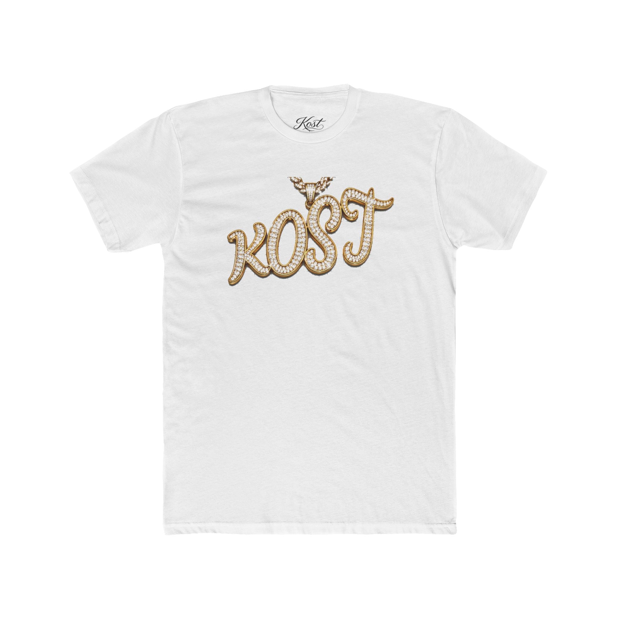 KOST Script Logo Tee — Vintage Rhinestone Lettering Cotton T-Shirt