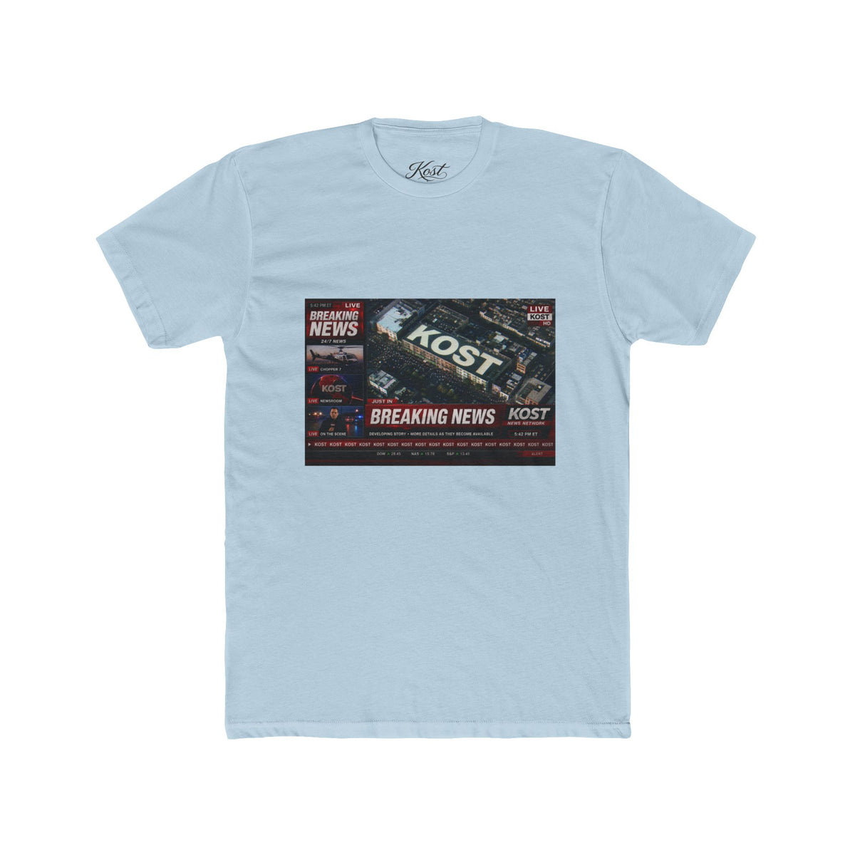 Breaking News Graphic Tee — KOST Vintage TV News Design