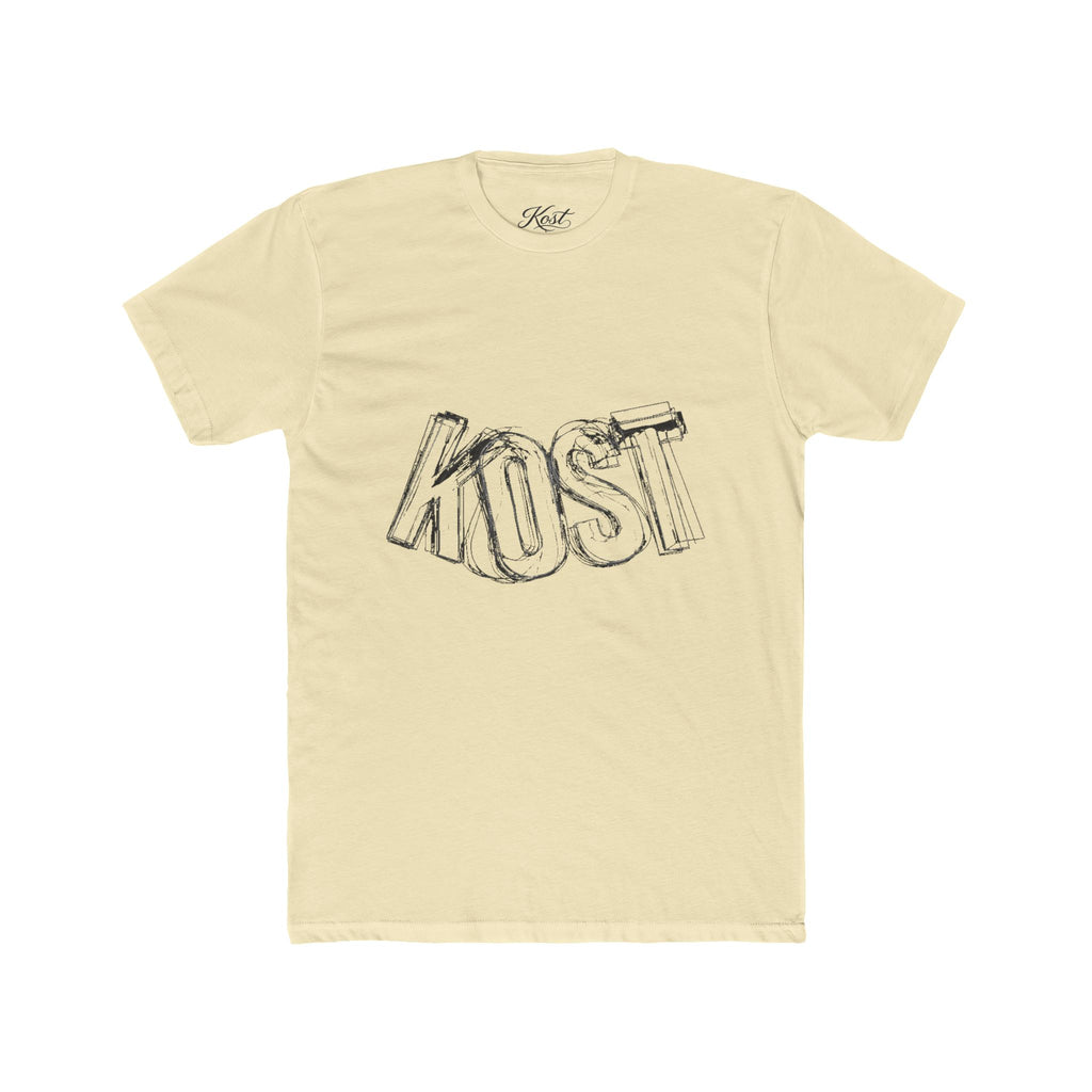KOST Sketch Logo Tee — White Cotton Graphic T‑Shirt