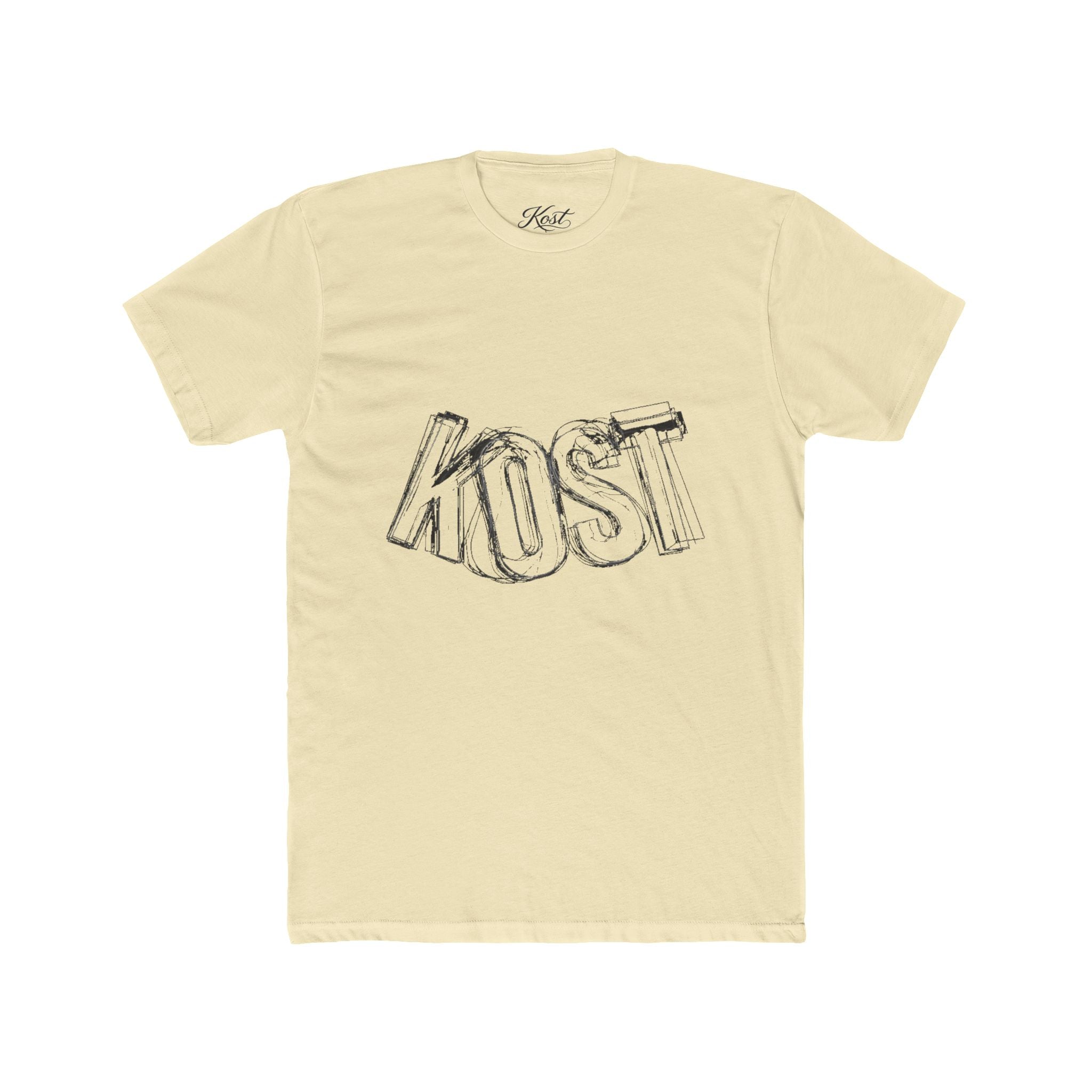 KOST Sketch Logo Tee — White Cotton Graphic T‑Shirt