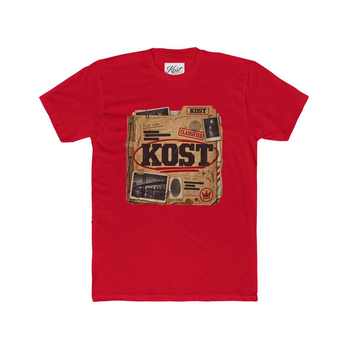 Vintage Radio Collage Tee — "KOST" Retro Music Graphic Shirt