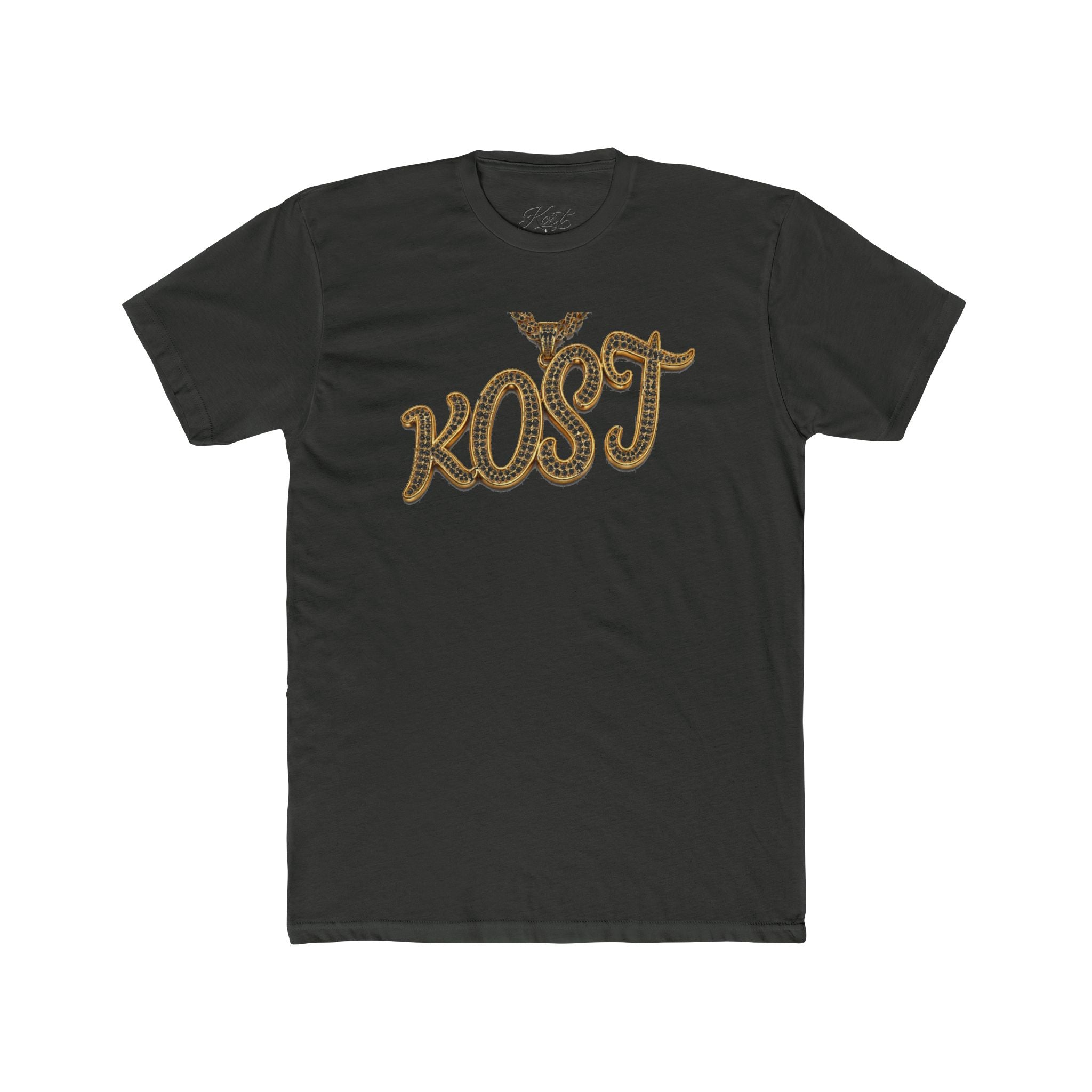 KOST Script Logo Tee — Vintage Rhinestone Lettering Cotton T-Shirt