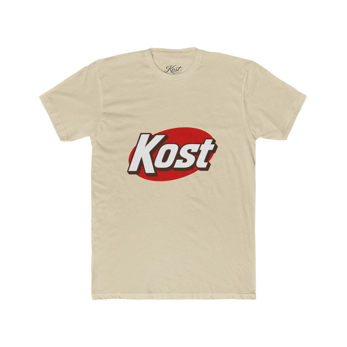 Kost Logo Tee — Retro Red Oval Graphic Cotton T‑Shirt