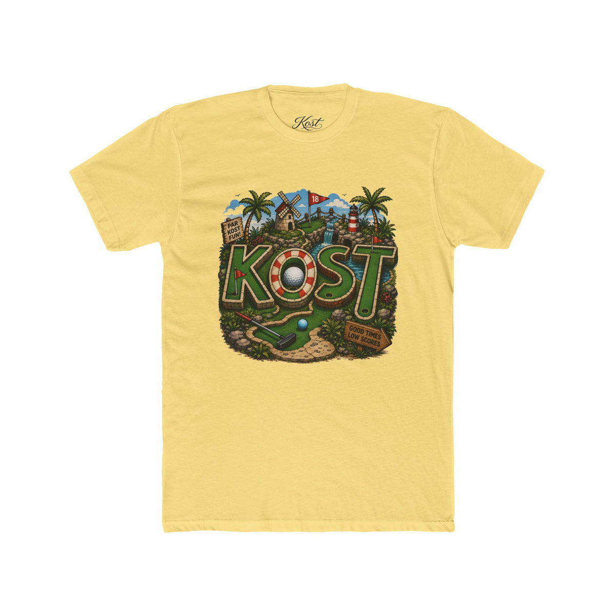 KOST Golf Course Graphic Tee — Vintage Island Mini Golf Design