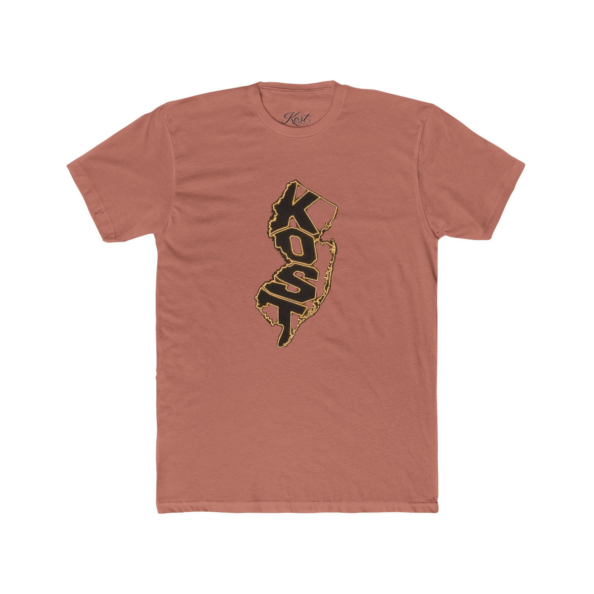 New Jersey KOSO State Outline Tee — Vintage Gold Script Jersey T-Shirt