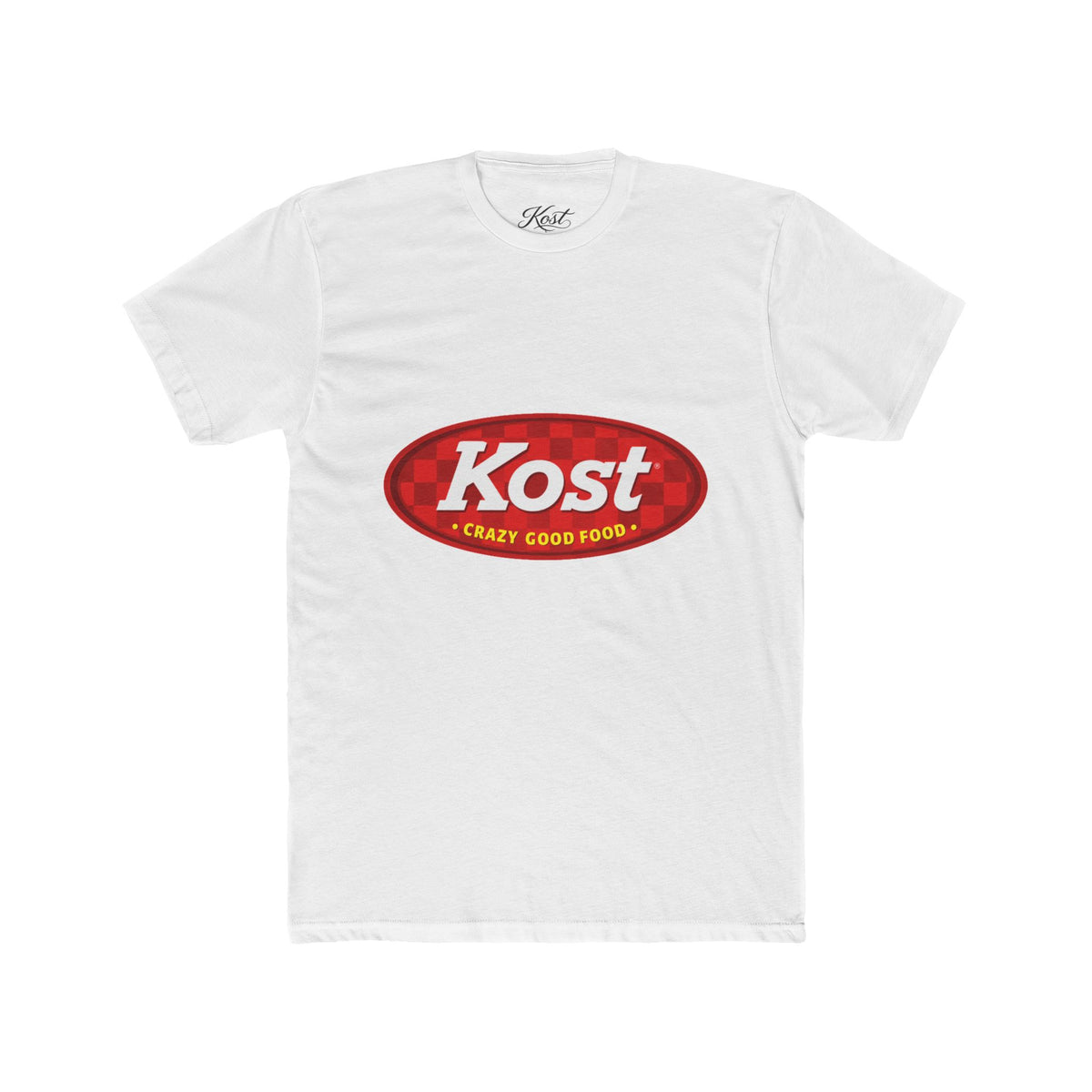 Kost Logo Tee — Vintage Red "Kost" Oval Graphic Cotton T-Shirt