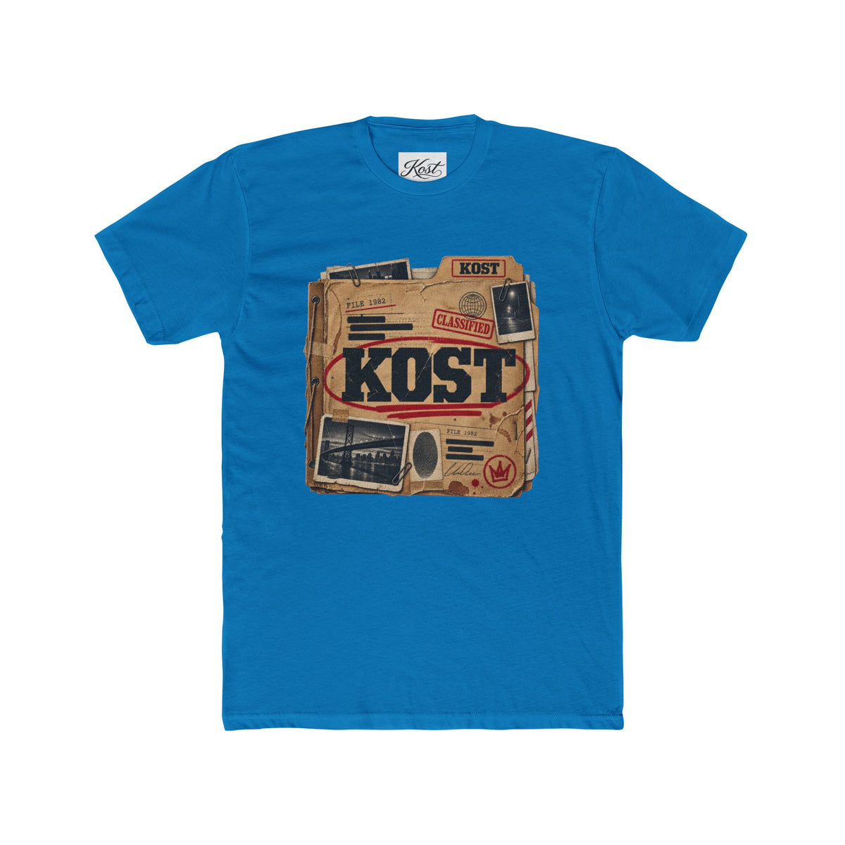 Vintage Radio Collage Tee — "KOST" Retro Music Graphic Shirt