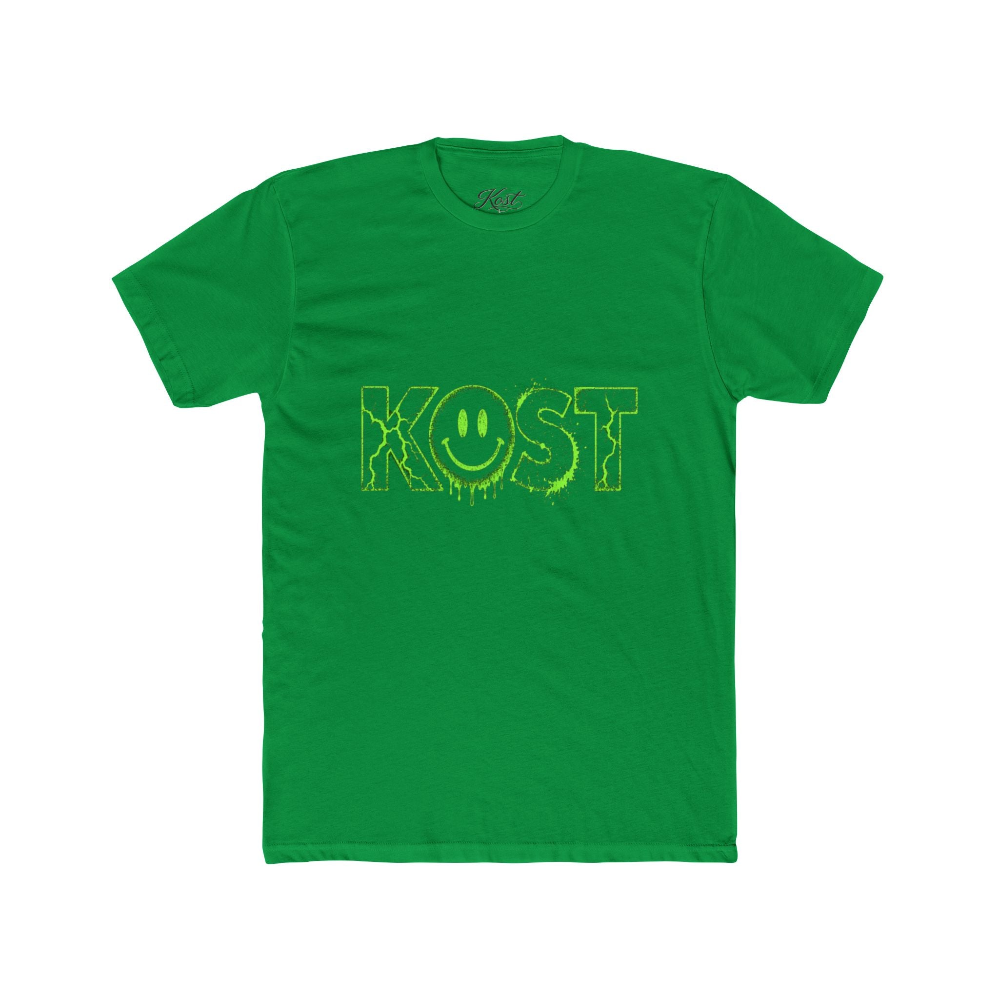 KOST Smiley Graphic Tee — Neon Green Drip Logo Cotton T-Shirt