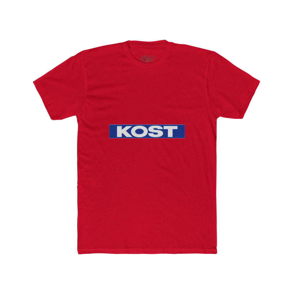 KOST Logo Tee — Retro Blue Box Graphic Cotton T‑Shirt