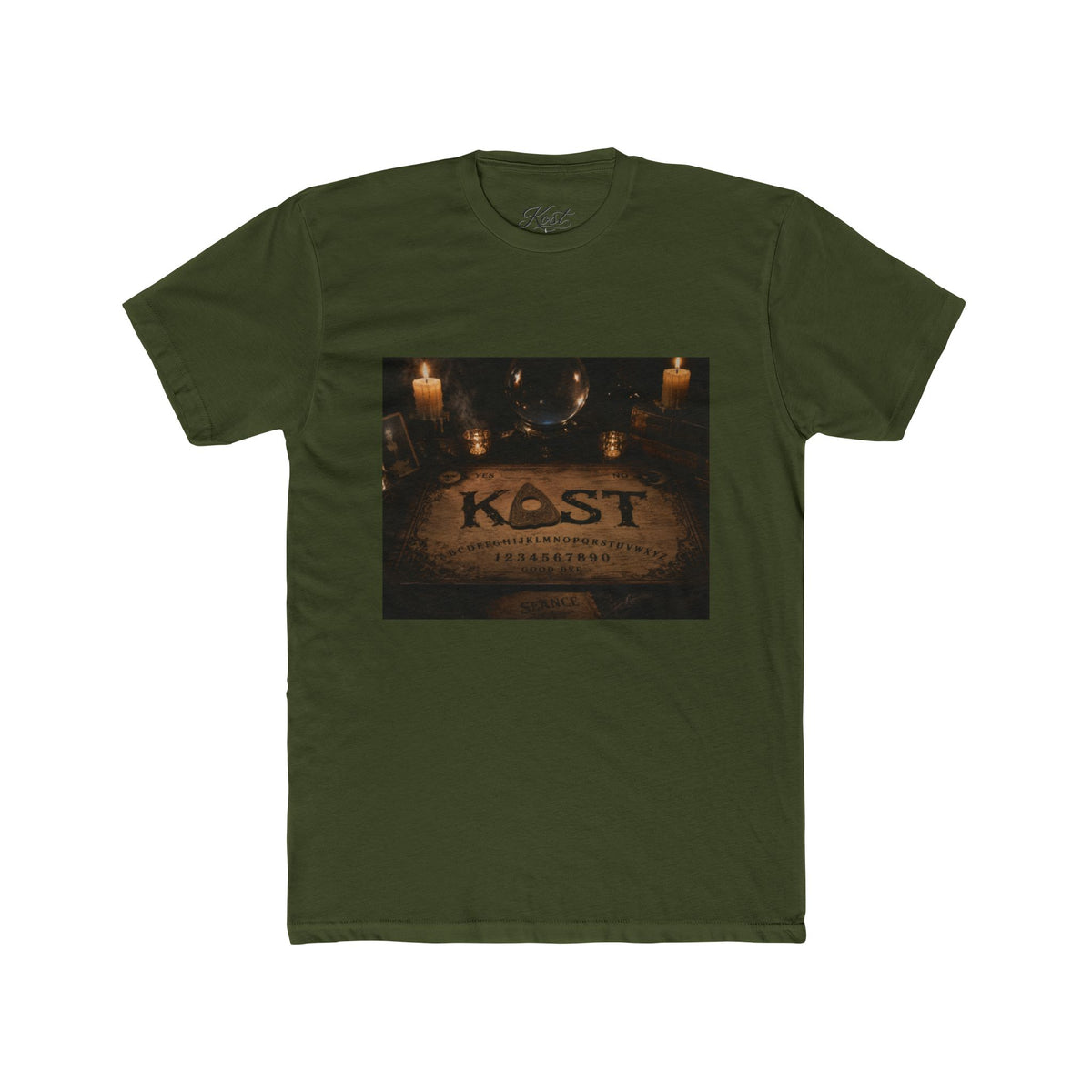 K-est Ouija Board T‑Shirt — Vintage Candlelit Spirit Board Tee