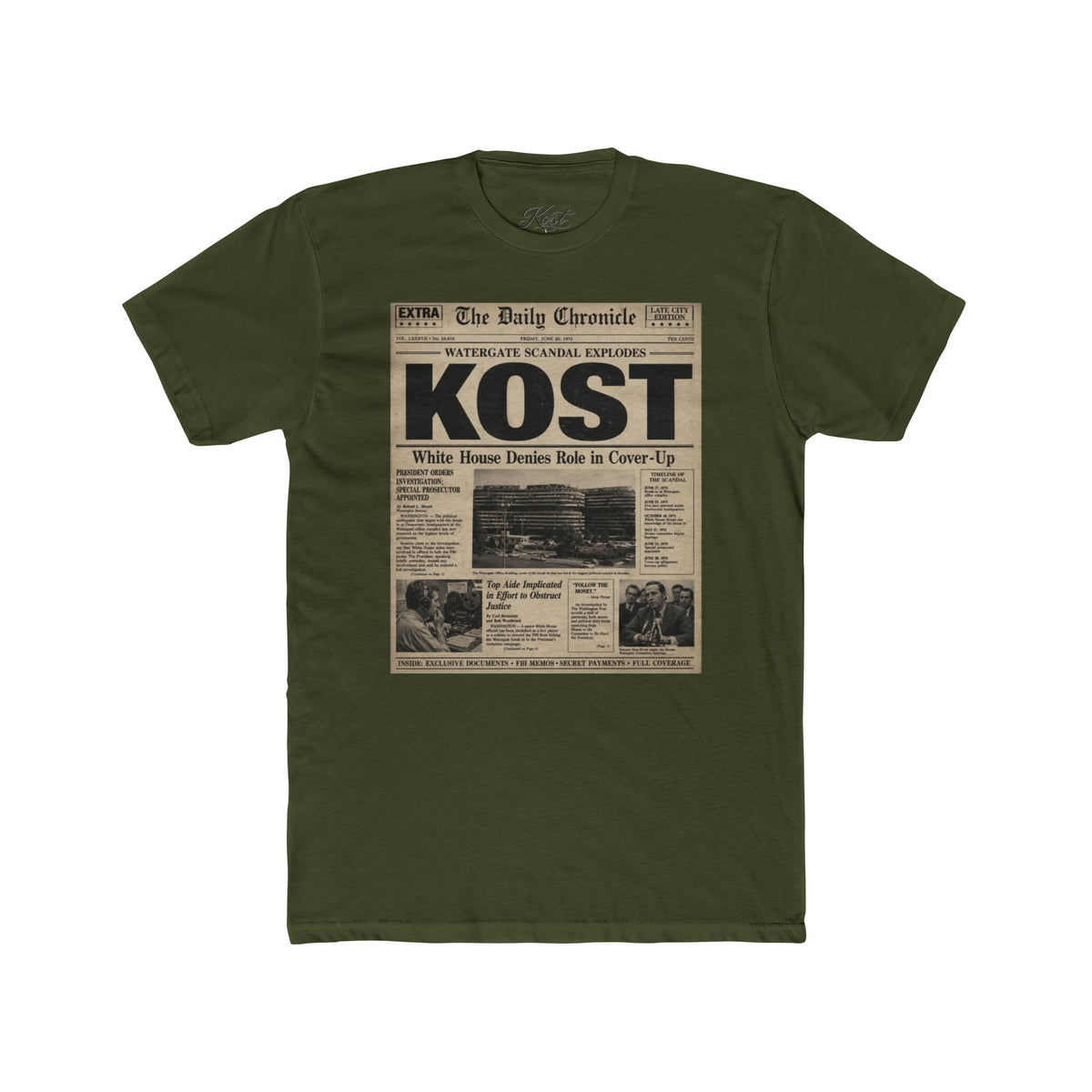 Vintage Newspaper 'KOST' Graphic Tee - Retro Front-Page Design