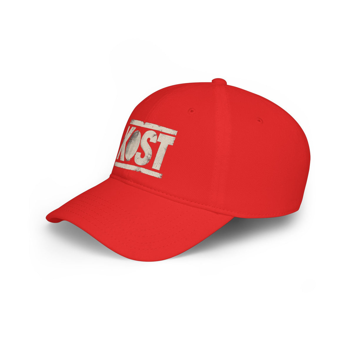 KOST Vintage Logo Baseball Cap — Distressed Red Low Profile Hat