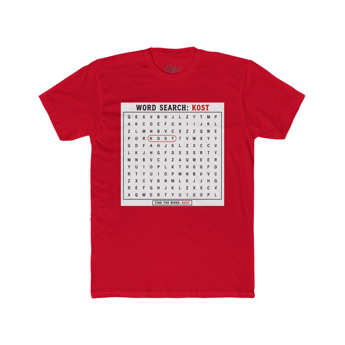 Word Search T‑Shirt — "Kost" Puzzle Graphic Tee