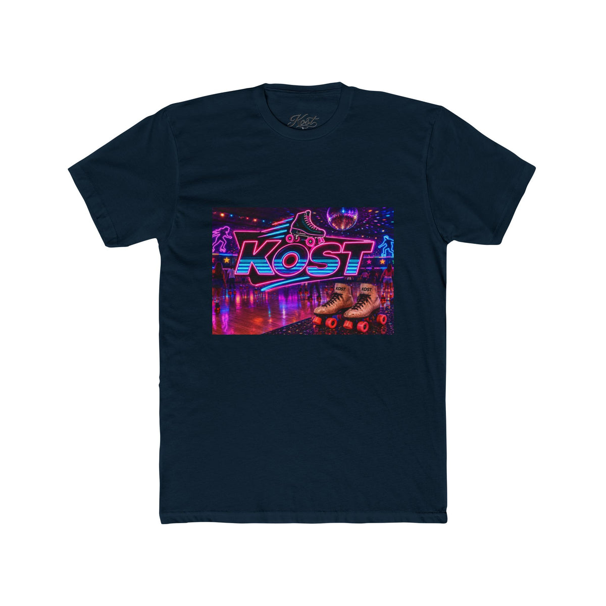 Retro Roller Disco Tee — “KOST” Neon Skate Graphic T-Shirt