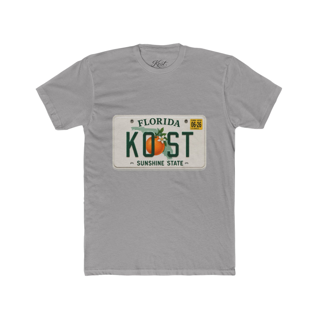 Florida License Plate Tee - 'KOST' Sunshine State Orange Design