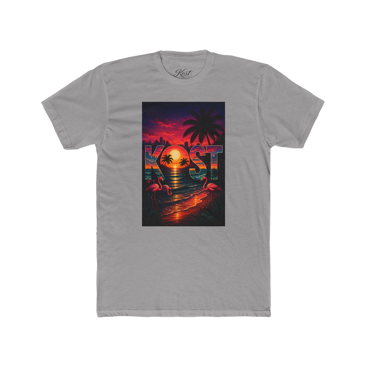 Retro Sunset Beach T-Shirt — 'Coast' Neon Palm Graphic Tee