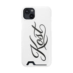 Phone Case with Card Holder – Elegant Black Calligraphy Design
