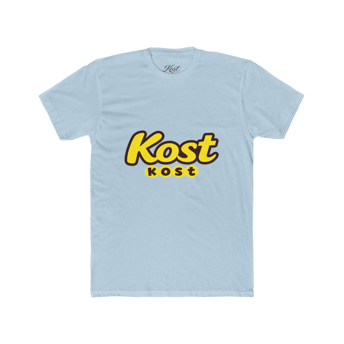 Kost Logo Tee — Retro Yellow Script Graphic T-Shirt