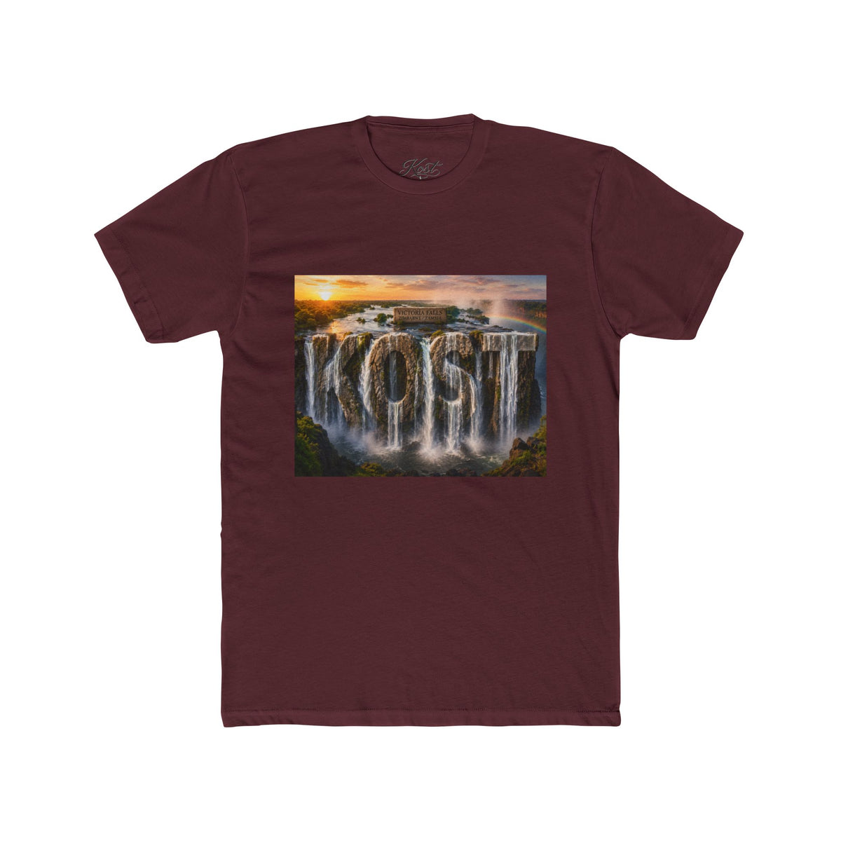 Coast Waterfall Graphic Tee — Scenic Sunset Nature T-Shirt