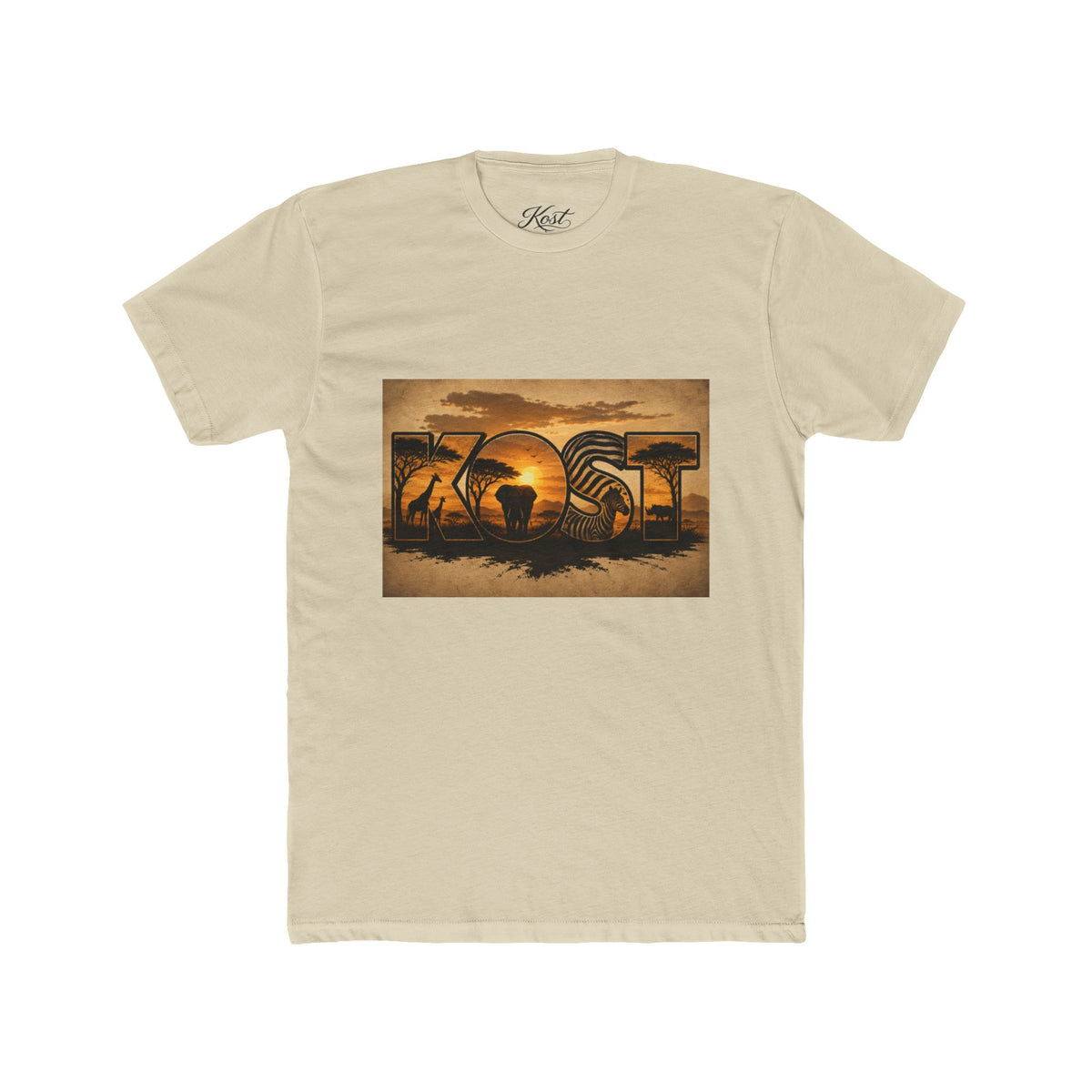 African Safari Sunset T-Shirt - Elephant & Acacia Silhouette Tee