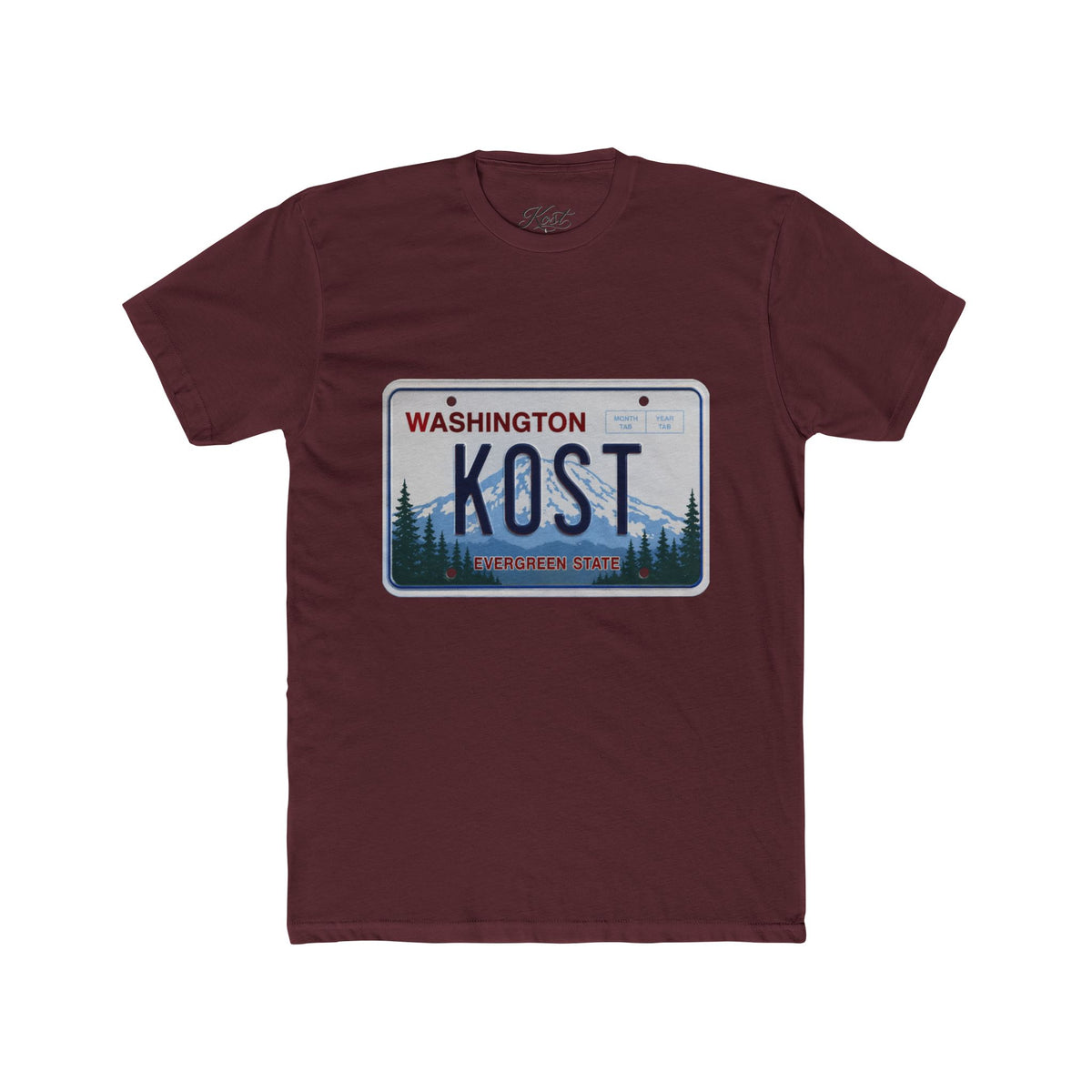 Washington License Plate Tee — 'KOST' Mountain Forest Graphic Shirt