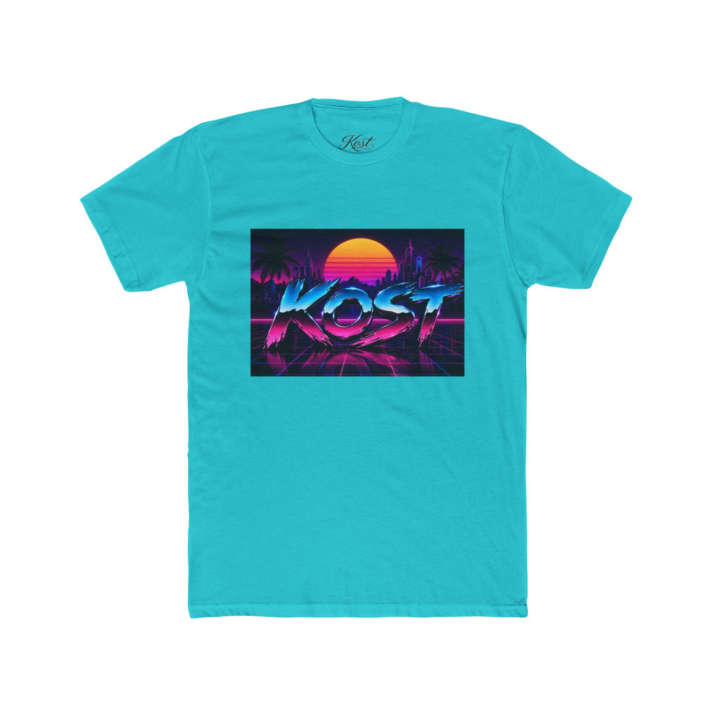 Retro Sunset "ROST" Graphic Tee — 80s Vaporwave Palm Beach T-Shirt