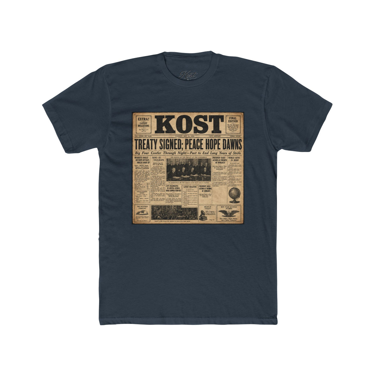 Vintage Newspaper 'Kost' Graphic Tee – Retro Headline Shirt