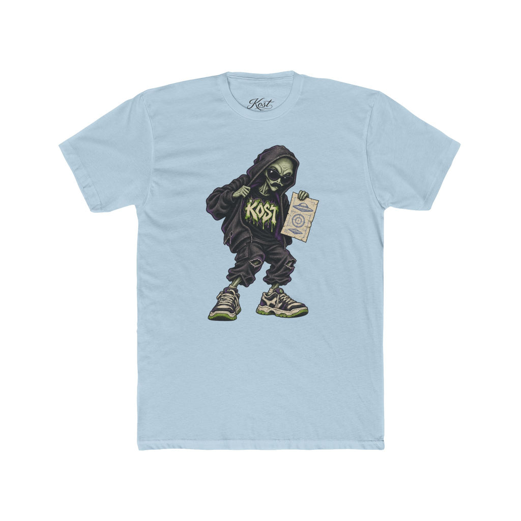 Skull Hood Crew Tee — Grunge Streetwear Graphic T-Shirt with 'Kost' Design